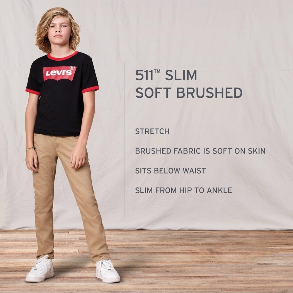 Levi's Beige 511 Slim Jeans NWT Levi's Boys 511 Slim Fit Uniform Pants - Picture 4 of 4